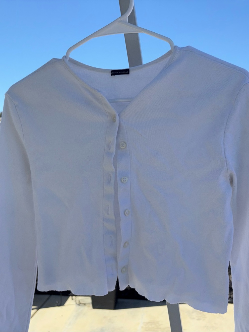 Brandy Melville White Long-Sleeve Button Front Women’s Top